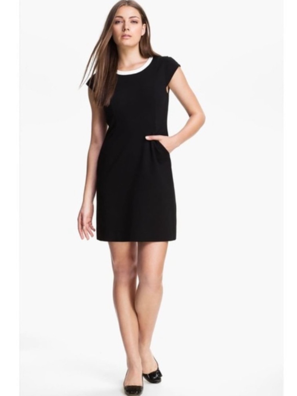 KATE SPADE Black Daria Cap Sleeve Color Block Mini Sheath Dress